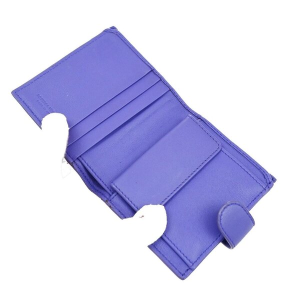 BOTTEGA VENETA Logo Intrecciato Bifold Compact Wallet Leather Purple 62EE110 - Picture 11 of 13